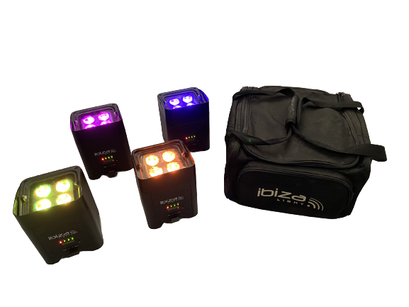 Pack de 4 Spots batterie PAR LED (4x12W) IBIZA